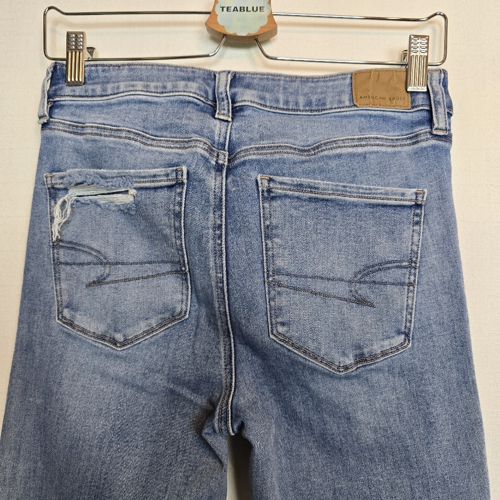 AE American Eagle Ne(x)t Level Festival Flare Jean In Indigo Fray 6 R - Picture 11 of 15